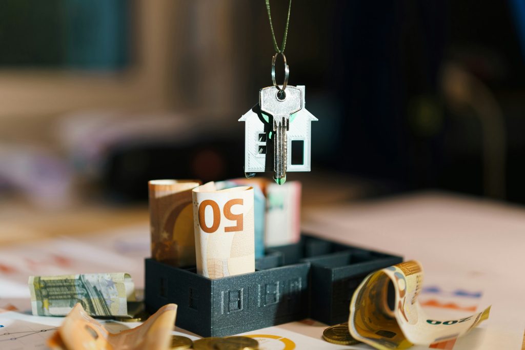 House keychain hanging over