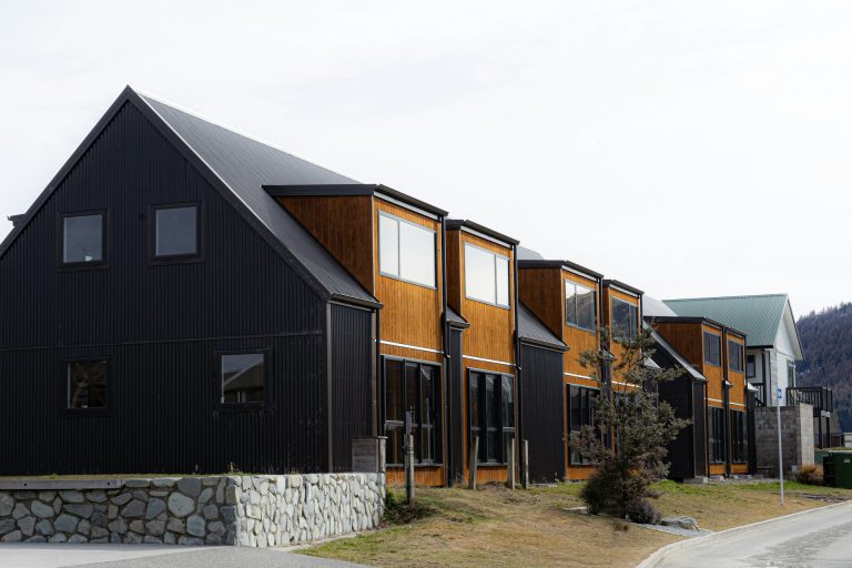 Row of modern townhomes
