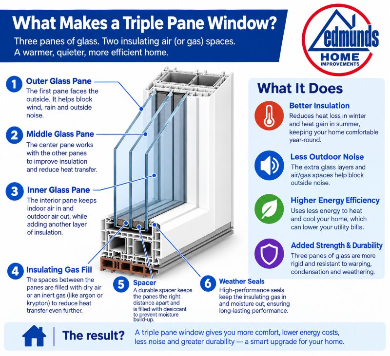 Infographic explaining a triple pane window